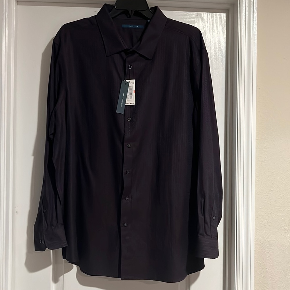 Perry Ellis Brown and Blue button down shirt. Size 3XL Brand new with tags